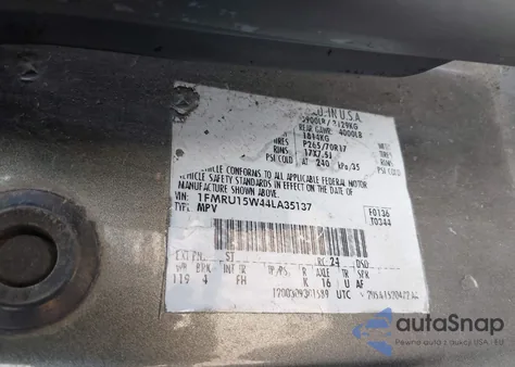 2004 Ford Expedition Xlt из США, поврежденный, VIN 1FMRU15W44LA35137